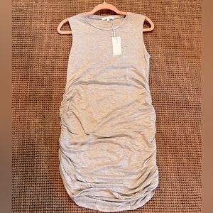 NWT Antistar size L Sleeveless Tshirt Dress Light grey with white stripes